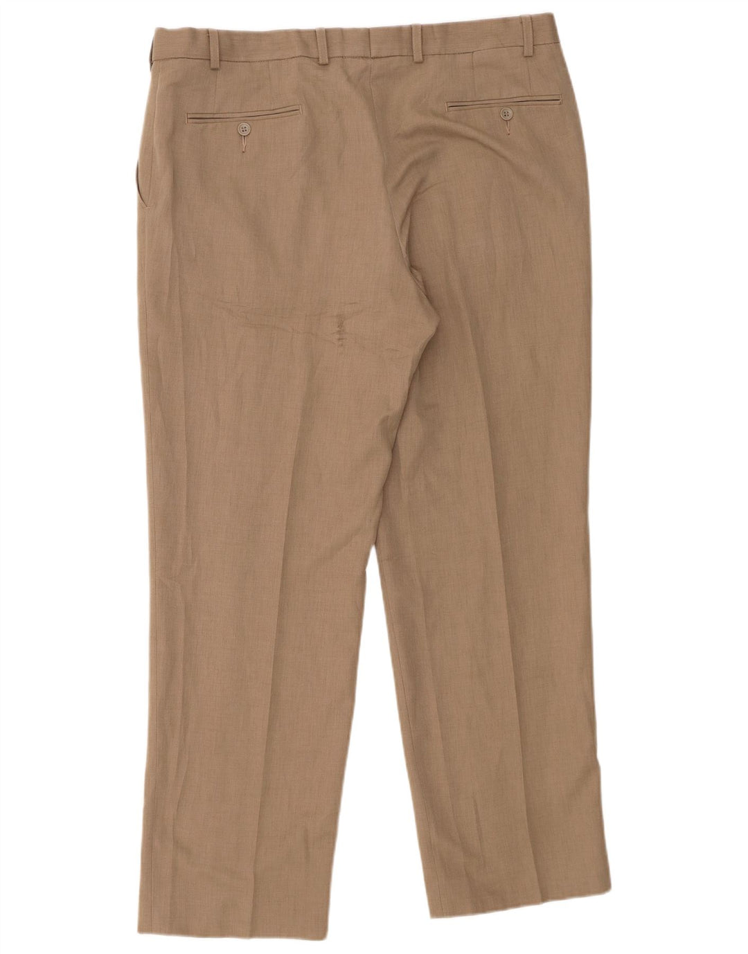 Marks & Spencer Pantalon de Costume Droit Homme W38 L31 Beige Polyester