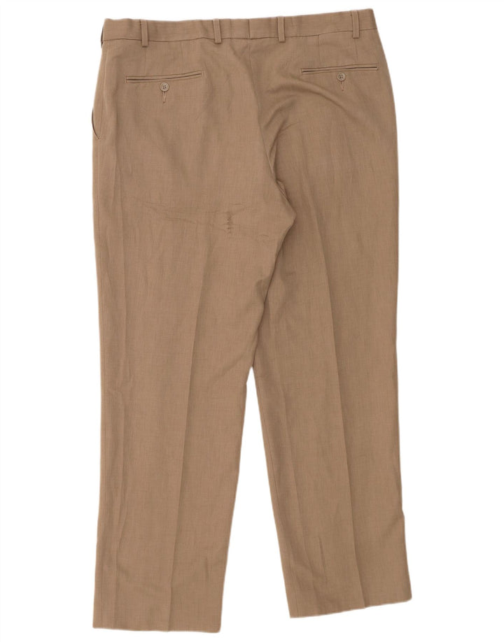 Marks & Spencer Pantalon de Costume Droit Homme W38 L31 Beige Polyester