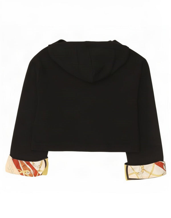 Zara Womens Crop Abstract Pattern Sweat à capuche surdimensionné UK 10 Petit Noir