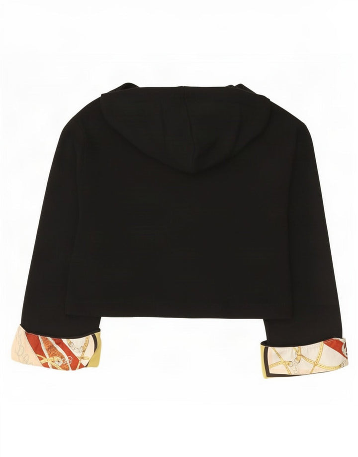 Zara Womens Crop Abstract Pattern Sweat à capuche surdimensionné UK 10 Petit Noir