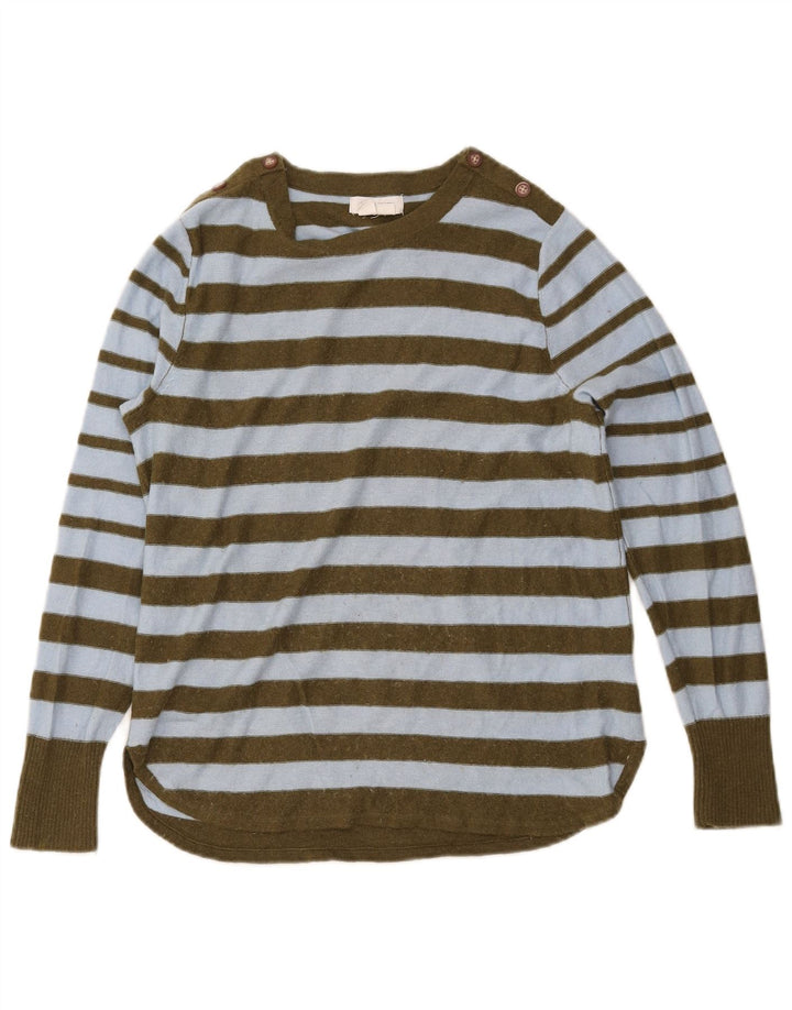 Pull White Stuff à col bateau pour femme UK 12, kaki moyen rayé