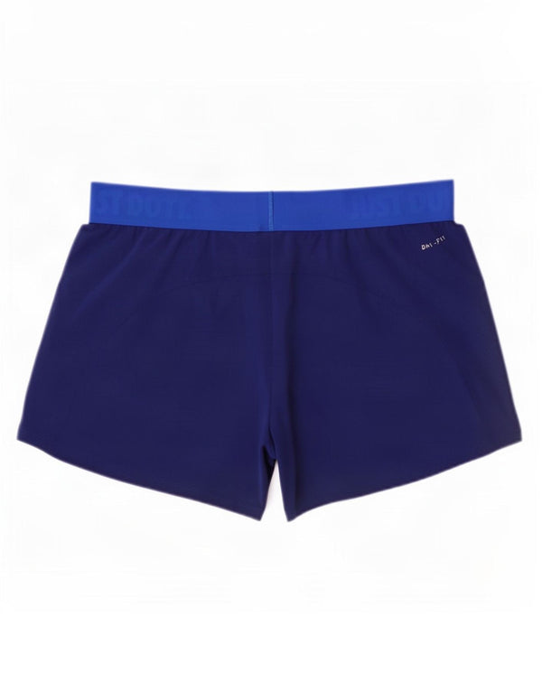 Nike Short de sport Dri Fit pour femme UK 8 Small Bleu marine Polyester