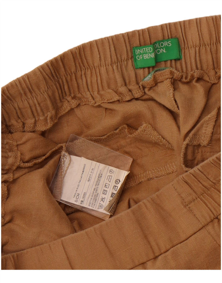 Benetton Pantalon décontracté fuselé pour femme Petit W26 L25 Lin beige