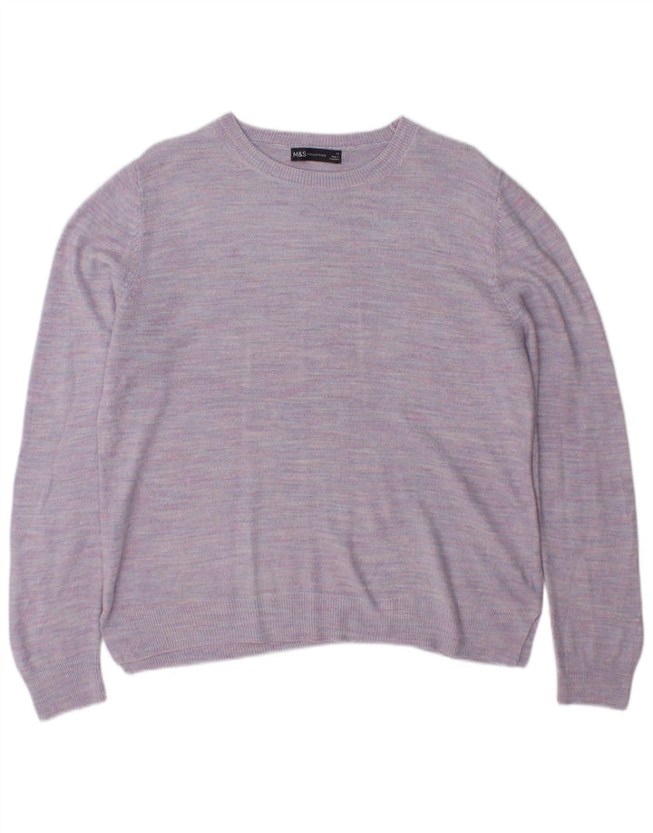 Marks & Spencer Pull à col rond pour femme UK 12 Violet moyen moucheté