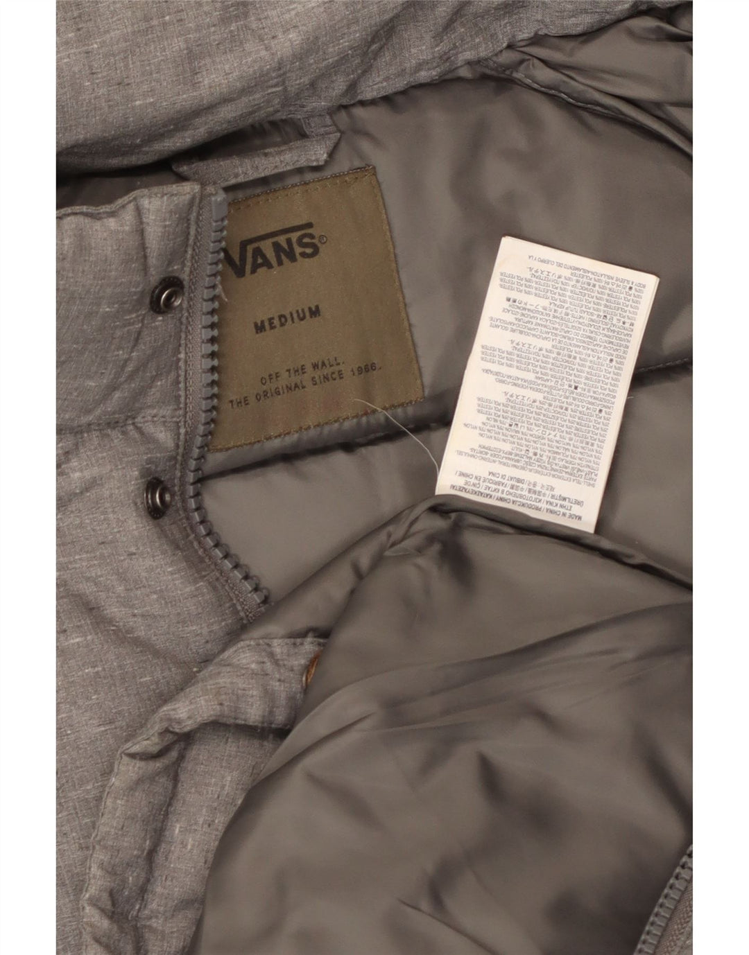 VANS Veste matelassée à capuche pour hommes UK 38 Nylon gris moyen