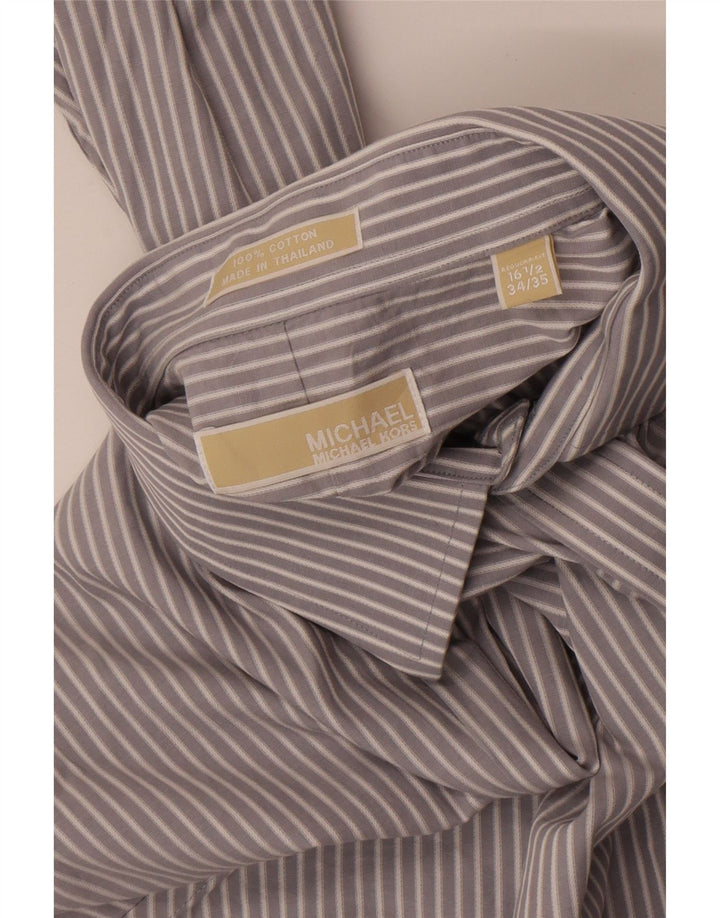 Michael Kors Chemise Homme Taille 16 1/2 Grand Coton Rayé Gris