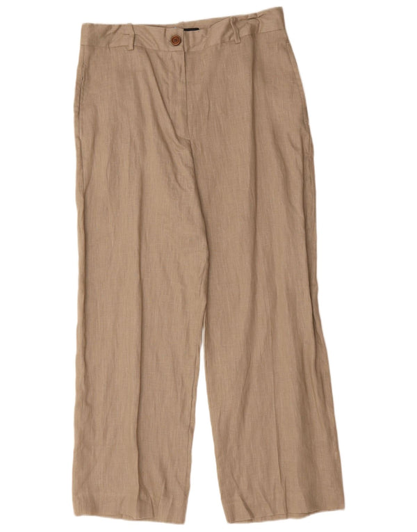 Zara Pantalon Chino Coupe Ample Femme Large W30 L27 Lin Beige