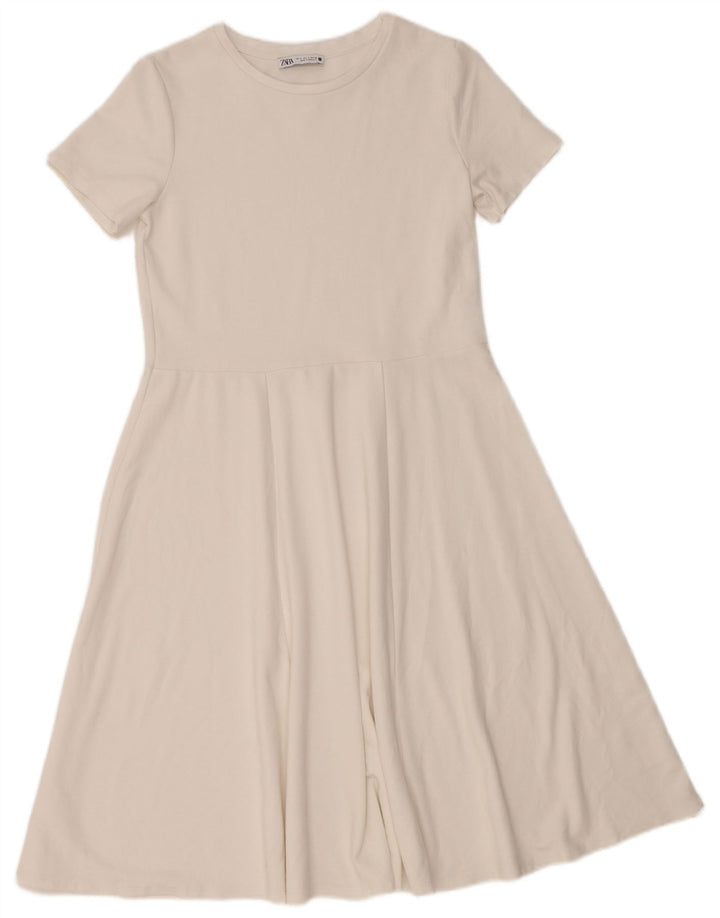 ZARA Robe trapèze pour femme UK 10 Petite viscose blanche