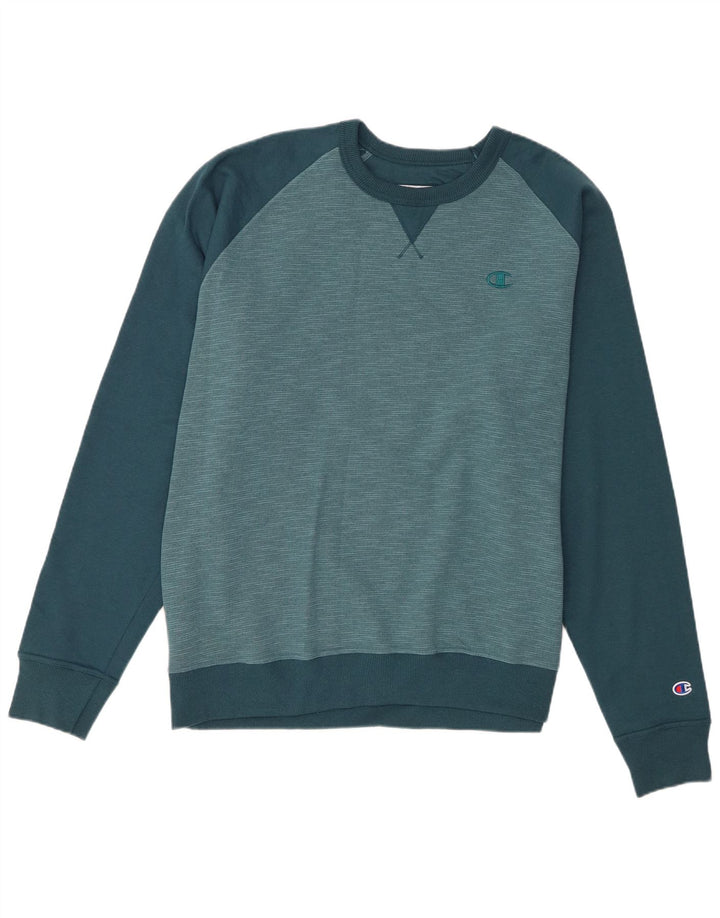 Champion Sweatshirt Jumper XL Bleu Colorblock Coton Homme