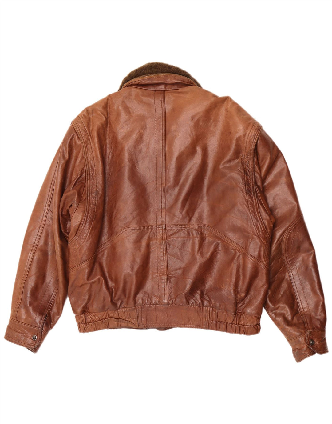 veste en cuir homme vintage IT 50 Grand Marron