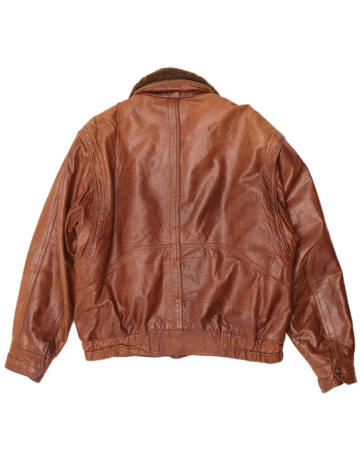 veste en cuir homme vintage IT 50 Grand Marron