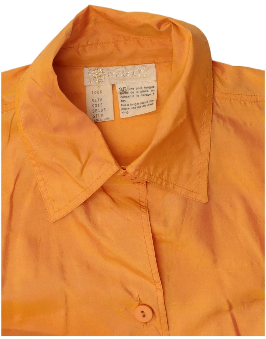 ANTONELLA Womens Shirt Blouse UK 26 5XL Orange Silk