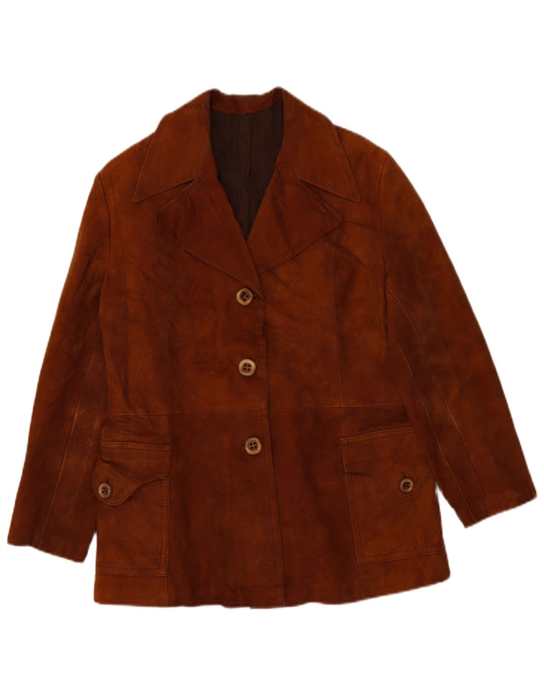 veste en daim femme vintage UK 16 Grand Brun