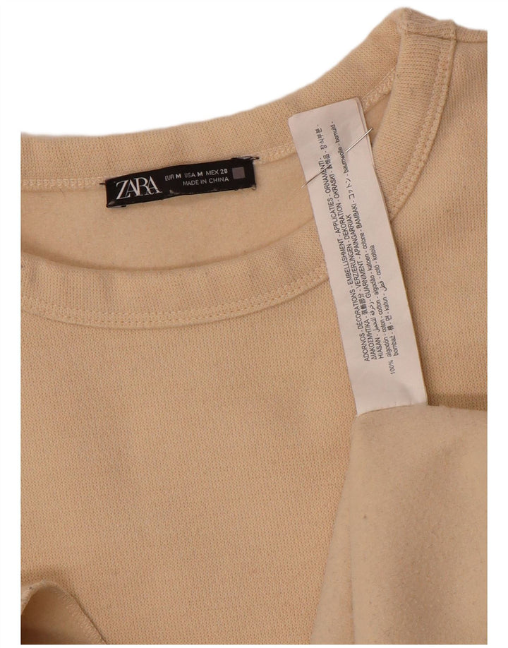 Zara Sweat-shirt surdimensionné pour femme UK 14 en coton floral beige moyen