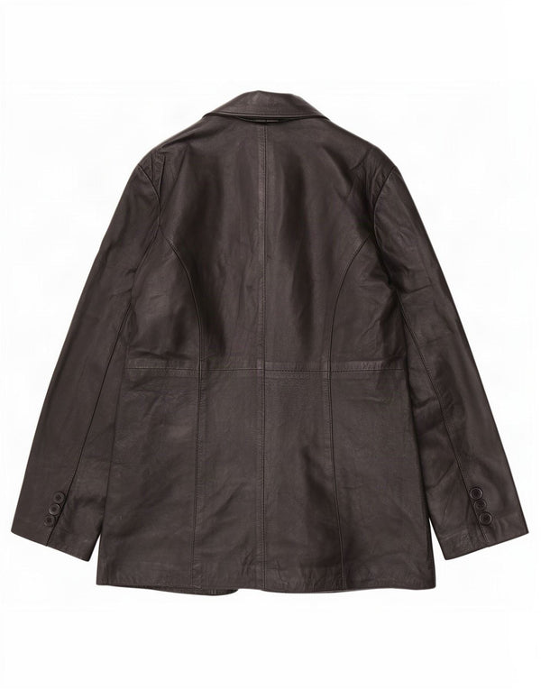 MDK Veste blazer en cuir à 6 boutons pour femme UK 18 XL Noir