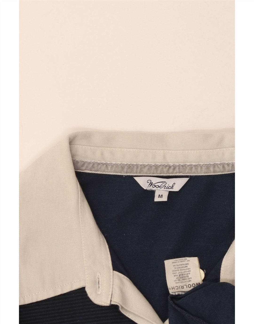 Woolrich Polo de rugby graphique pour femme UK 12 Bleu marine moyen Coton