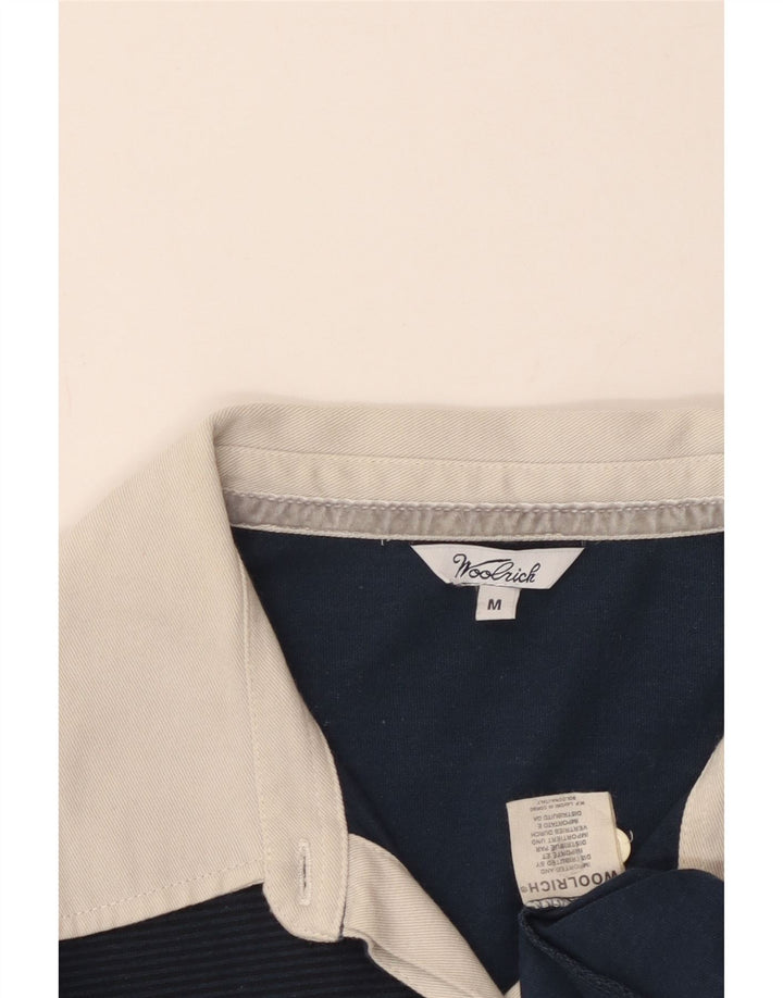 Woolrich Polo de rugby graphique pour femme UK 12 Bleu marine moyen Coton