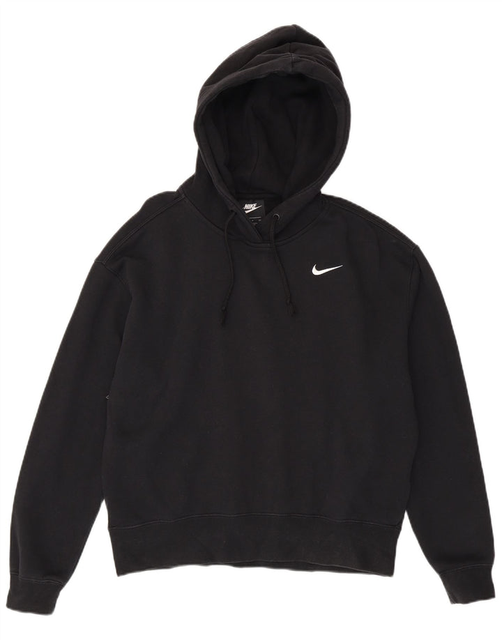 NIKE Pull à capuche surdimensionné pour femme UK 10 Petit coton noir