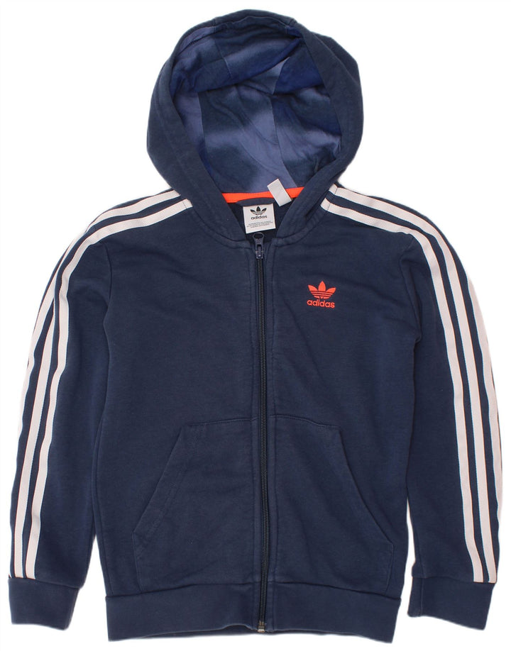 ADIDAS Pull à capuche zippé garçon 7-8 ans Bleu marine Coton