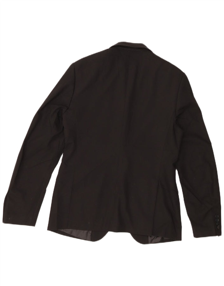 Zara Veste Blazer 2 Boutons Homme EU 48 Viscose Noir Moyen