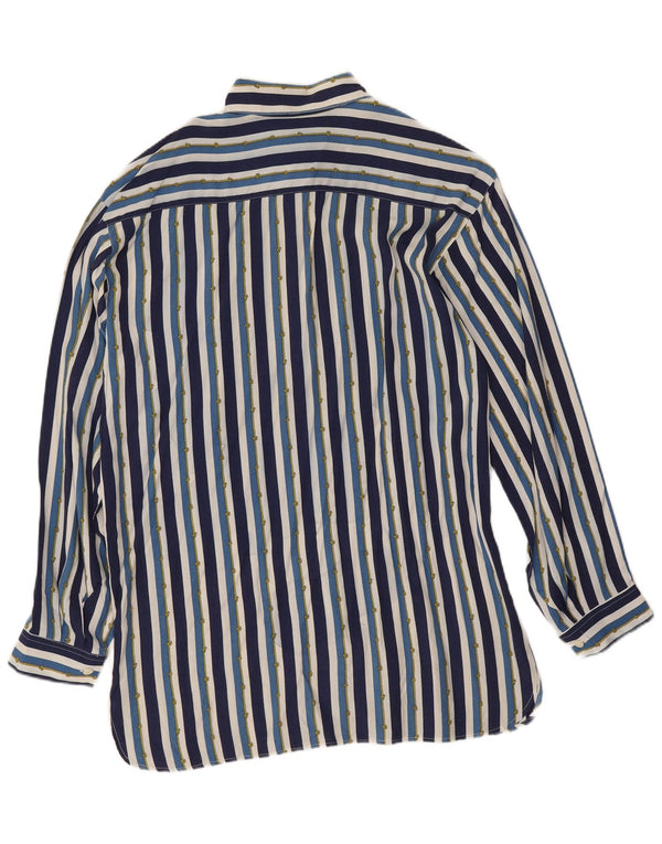 Marina Yachting Chemisier Chemise Femme UK 44 Viscose Rayé Bleu Moyen