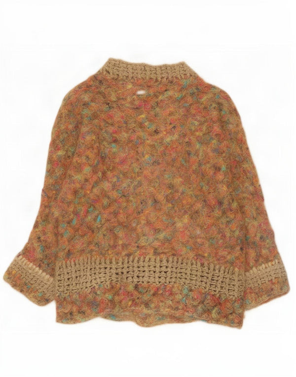 vintage Womens See Through Jumper Sweater UK 16 Grand Multicolore Moucheté
