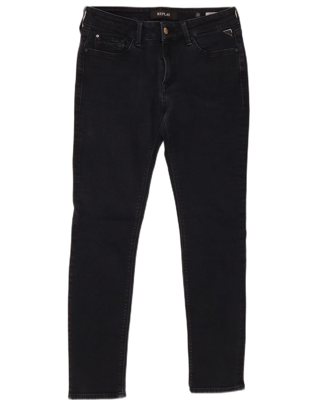 REPLAY Femme Nouveau Jean Skinny Luz W29 L28 Noir Coton