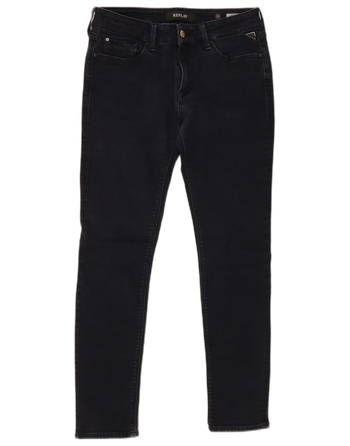 REPLAY Femme Nouveau Jean Skinny Luz W29 L28 Noir Coton