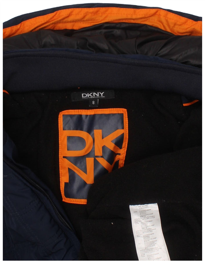 DKNY Boys Hooded Padded Jacket 7-8 Years Navy Blue Polyester