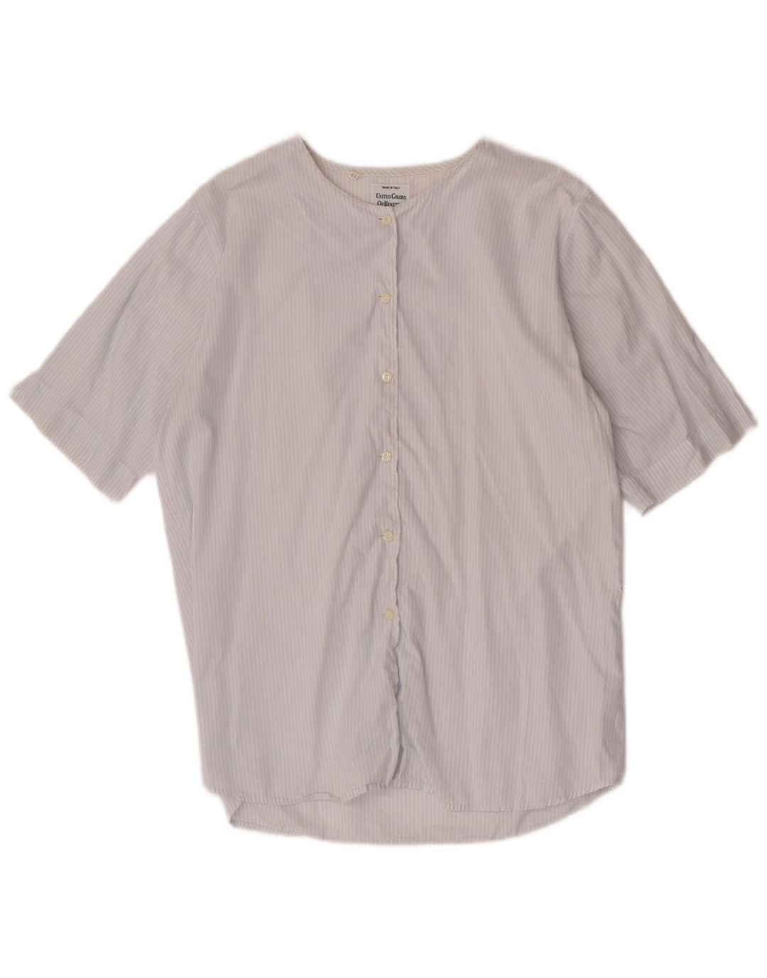 Benetton Chemise à manches courtes pour femme Blouse IT 44 Bleu moyen à fines rayures