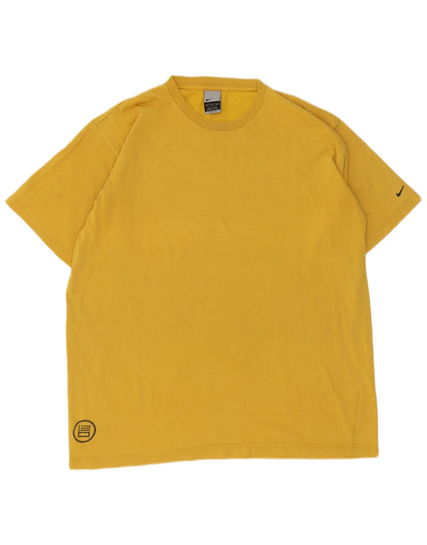 Nike Hommes Dri Fit Graphic T-Shirt Top XL Jaune Coton