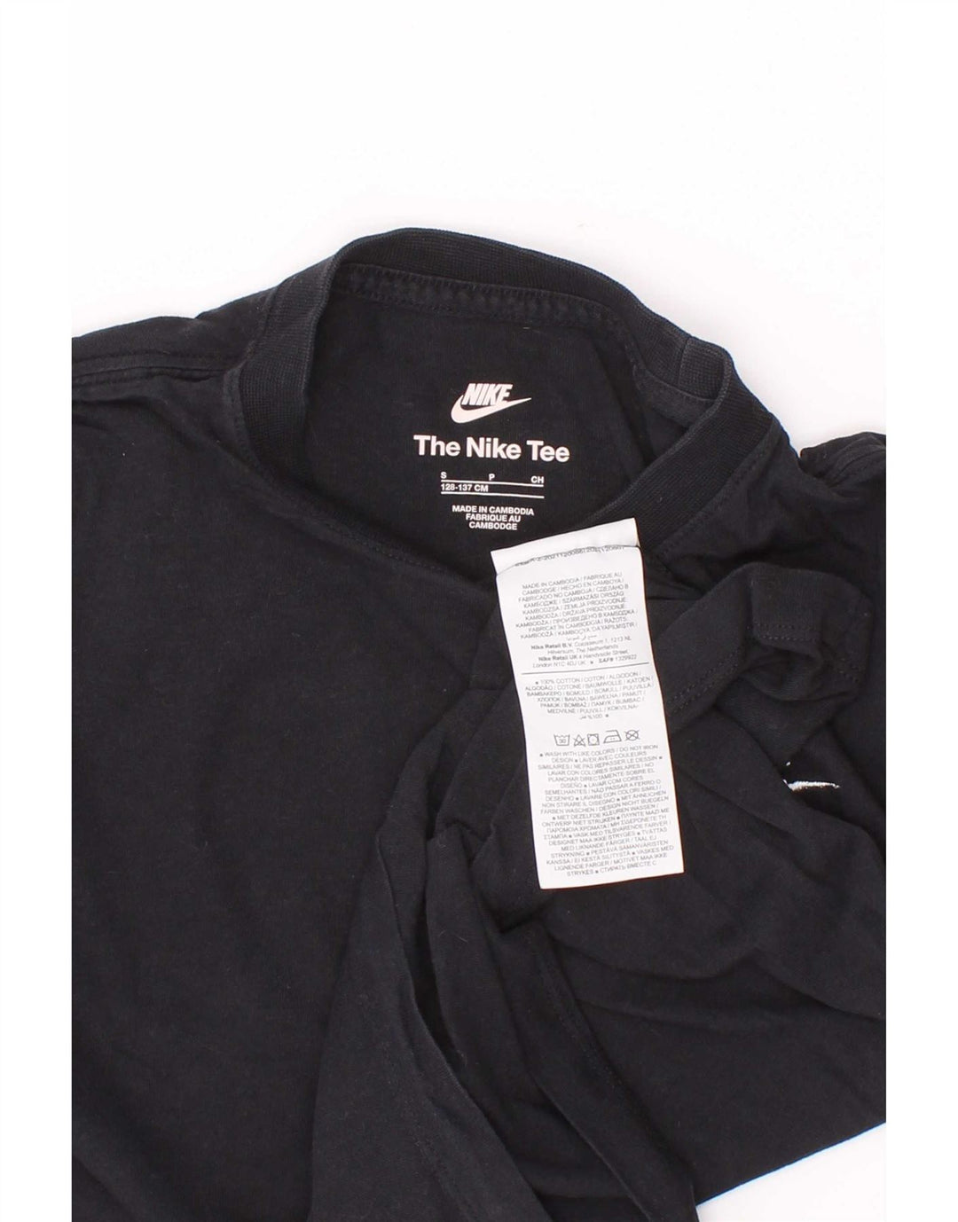 Nike Garçons T-Shirt Top 8-9 ans Petit Noir Coton