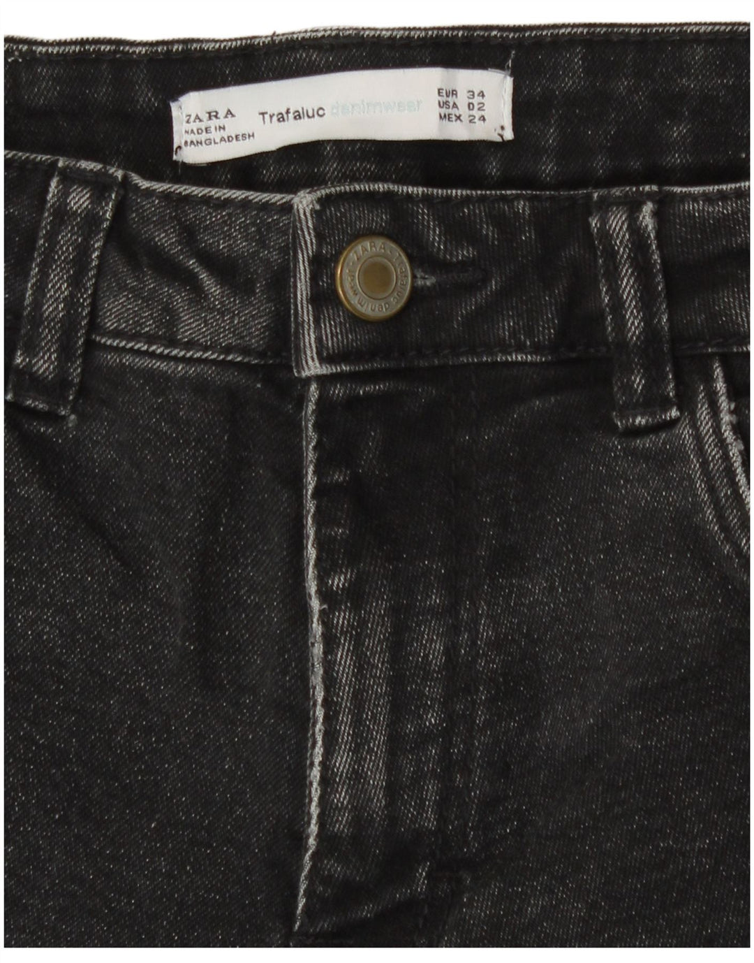 Zara Short en jean pour femme EU 34 2XS W24 Noir