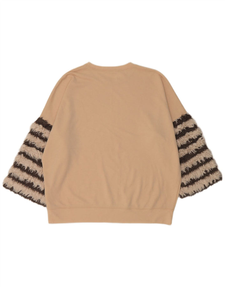 Zara Sweat-shirt surdimensionné à manches 3/4 pour femme UK 14 Beige moyen