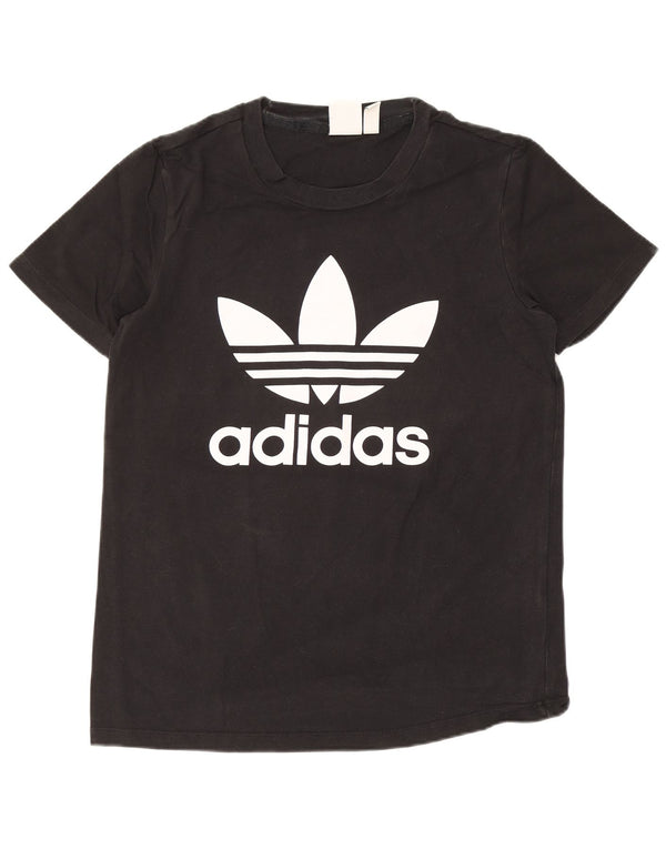 Adidas T-shirt graphique pour femme UK 10 Petit coton noir