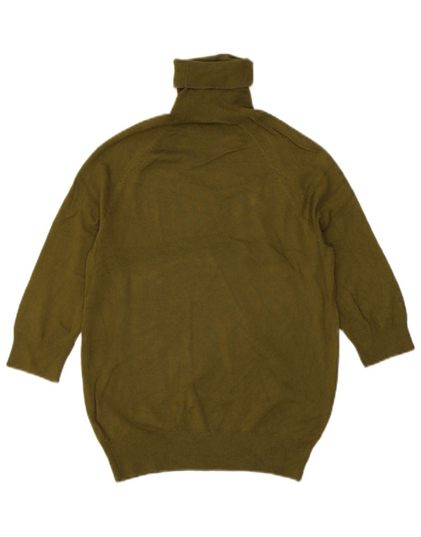 Zara Pull à manches 3/4 et col roulé pour femme UK 12 Kaki moyen en viscose