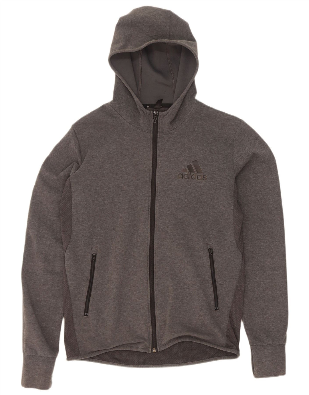 Adidas Pull à capuche zippé pour homme en coton gris moyen