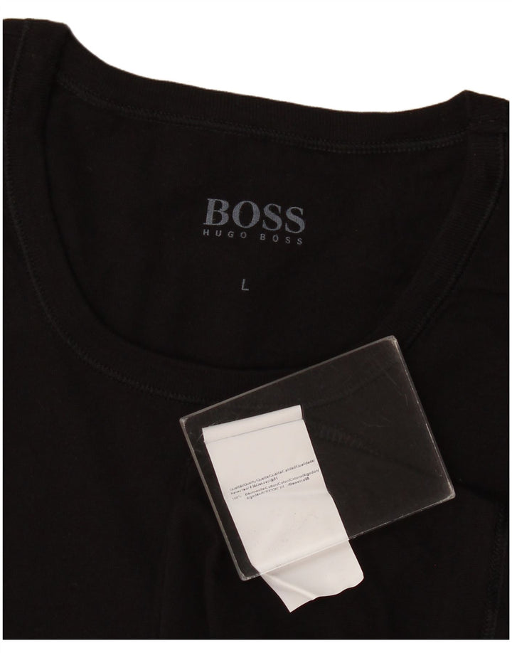 Hugo Boss Hommes T-Shirt Top Large Noir Coton