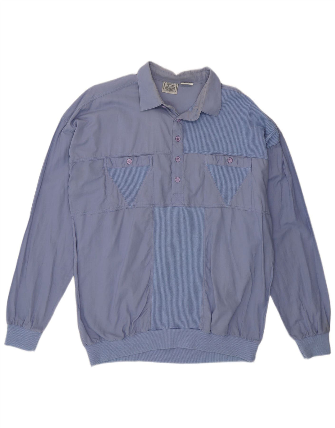 vintage Chemise pull homme IT 50/52 Grand coton colorblock bleu