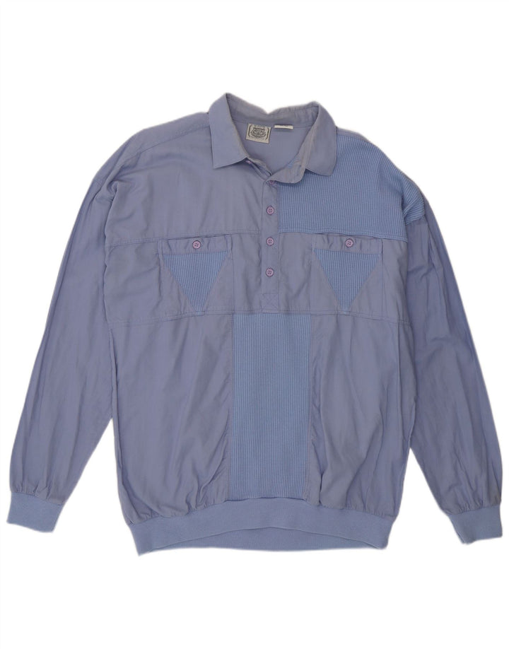 vintage Chemise pull homme IT 50/52 Grand coton colorblock bleu