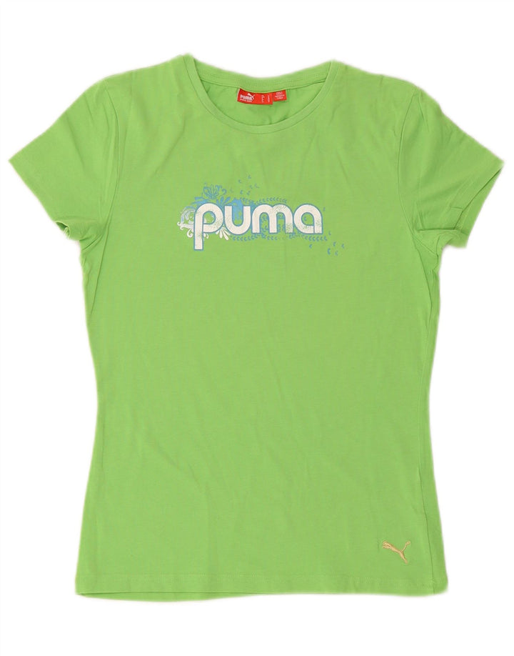 PUMA T-shirt graphique pour femme UK 12 Vert moyen Coton