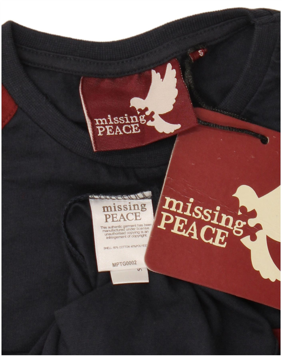 MISSING PEACE T-Shirt Graphique Homme Petit Bleu Marine Colorblock Coton
