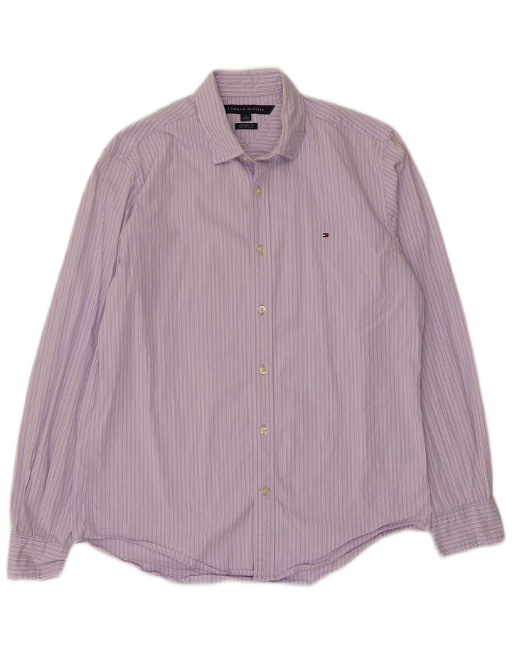 Tommy Hilfiger Chemise sur mesure pour homme en coton rayé violet moyen