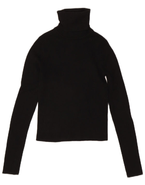 Zara Womens Crop Top Manches Longues UK 8 Small Noir Viscose