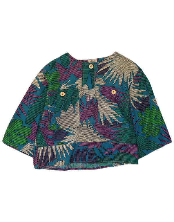 vintage Womens Crop 3/4 Sleeve Blouse Top IT 42 Moyen Multicolore Floral