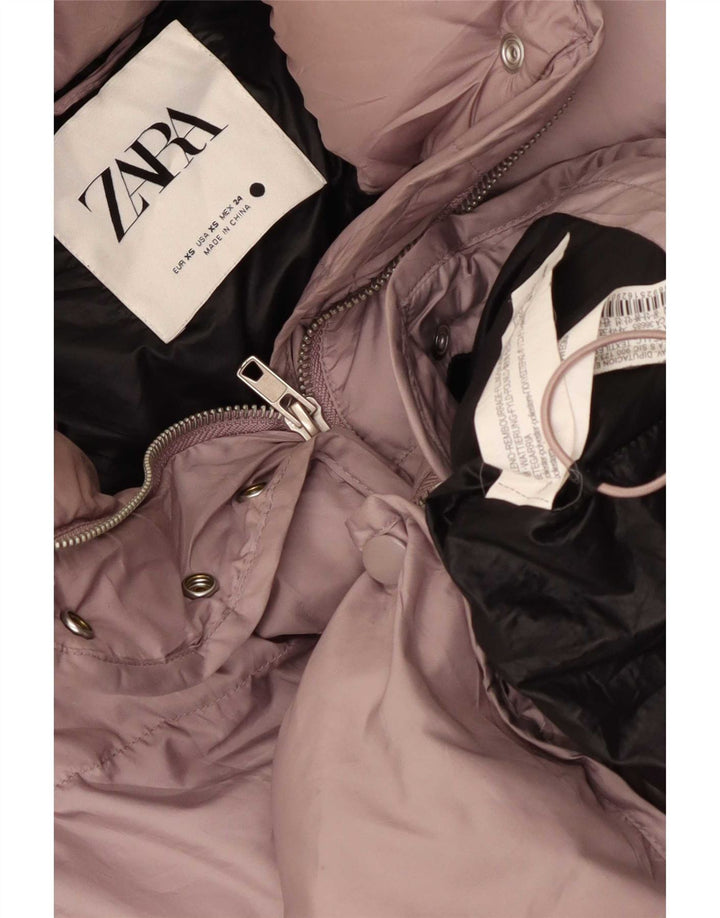 Zara Veste matelassée surdimensionnée pour femme UK 6 XS Rose Polyester