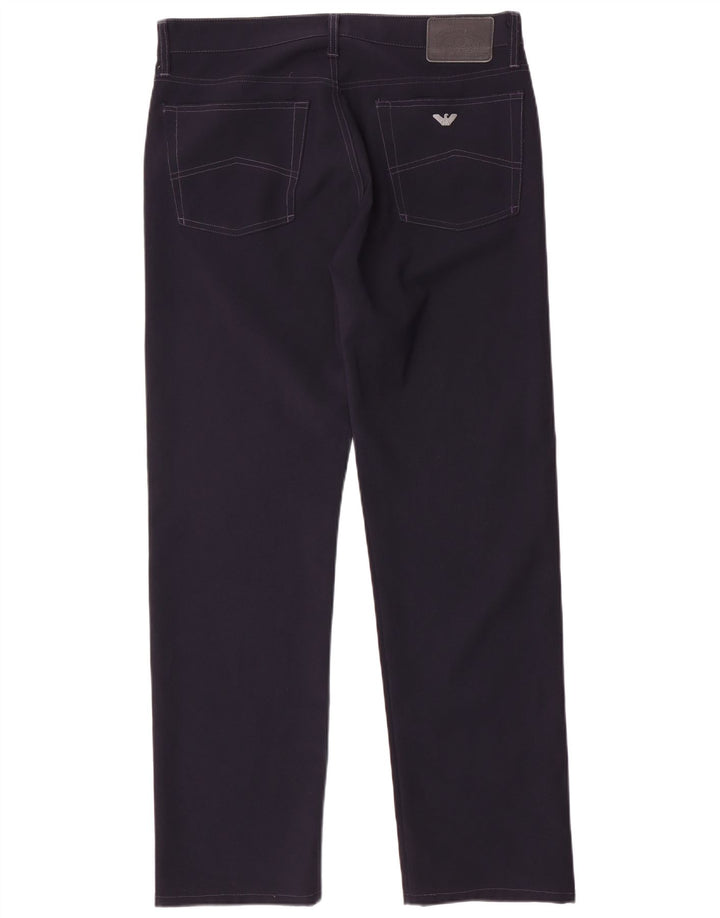 Armani Pantalon décontracté droit pour homme W36 L33 Bleu marine Polyester