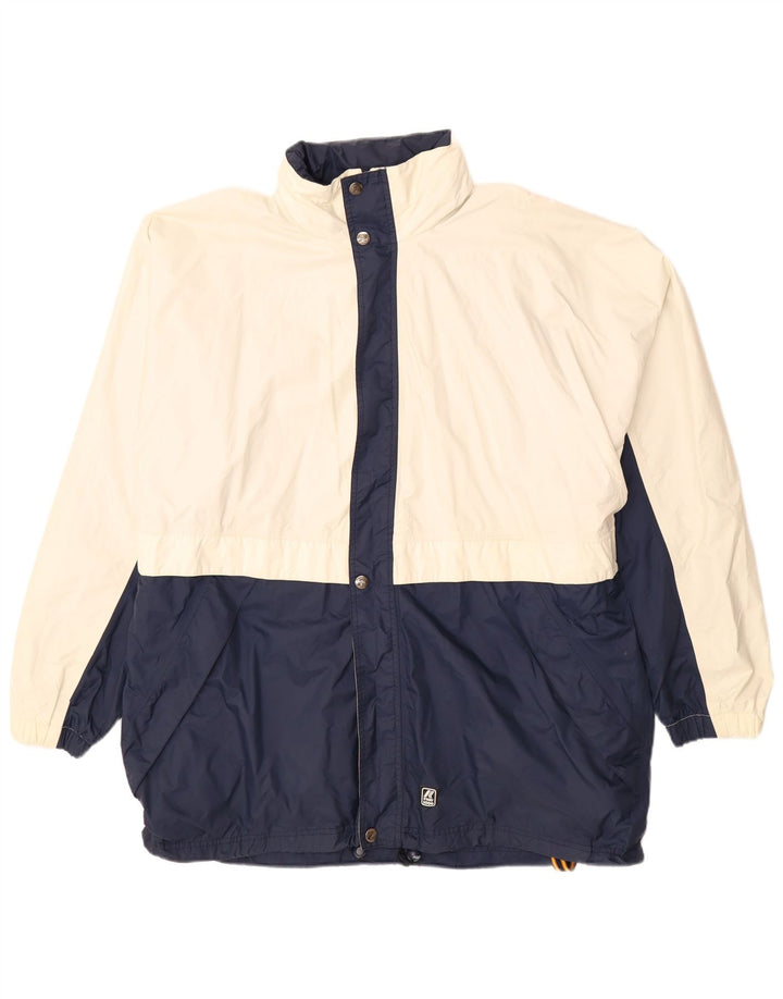 K-WAY Veste de pluie à capuche 2000 pour homme UK 44 2XL Blanc Colorblock Polyamide