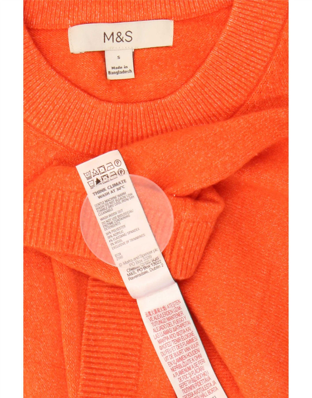 Marks & Spencer T-shirt surdimensionné pour femme UK 10 Small Orange Polyester