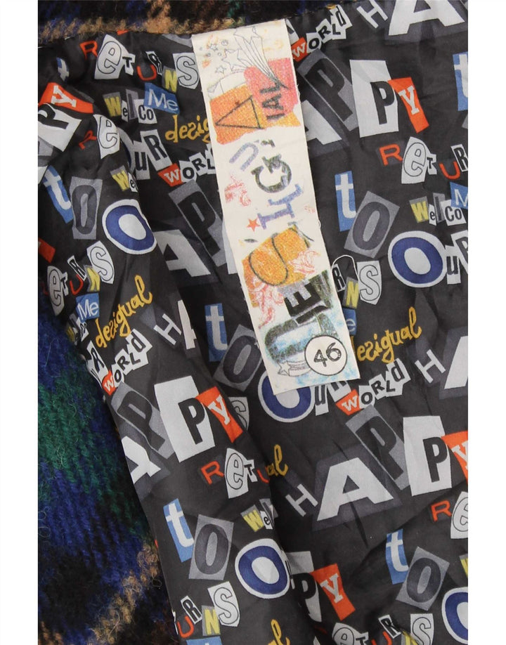 Desigual Womens Graphic Batwing Bomber Jacket EU 46 XL Carreaux multicolores
